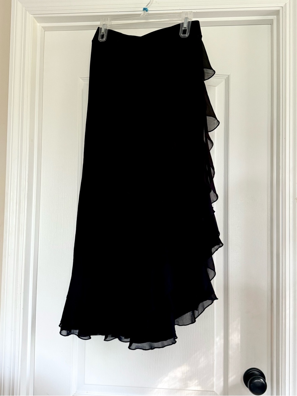 2 for $15 Cato Black Asymmetrical Ruffle Midi Skirt